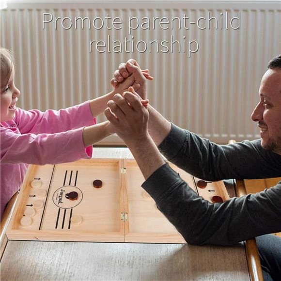 4-in-1 Wooden Fast Sling Puck Set for Kids and Adults, Chess, Checkers, Tic Tac - Picture 7 of 7